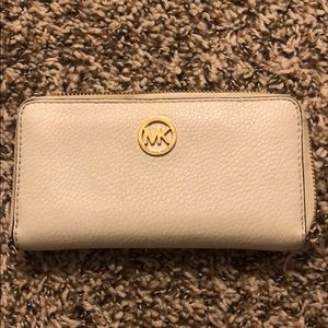 White leather MK wallet